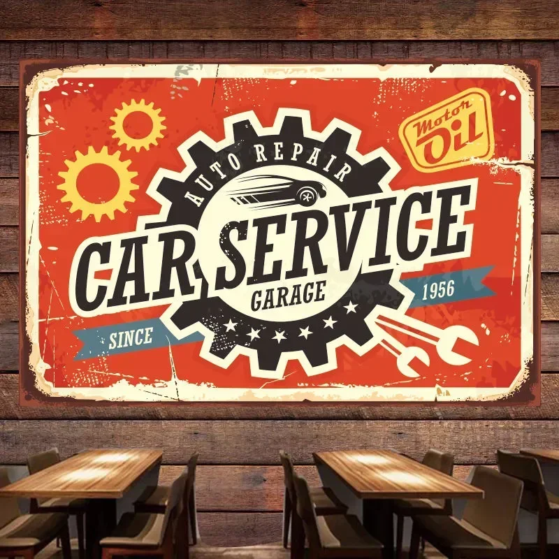 Auto Repair Shop Banners - CAR SERVICE Vintage Poster Wall Decor