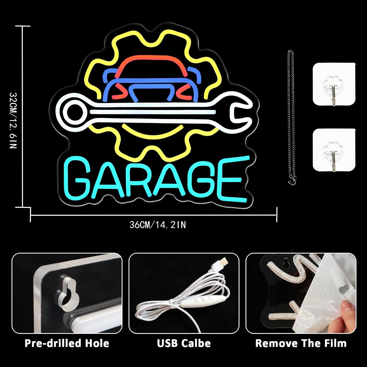 Garage Neon Sign USB Powered L - Auto Repair Shop Signs 리뷰 및 가격