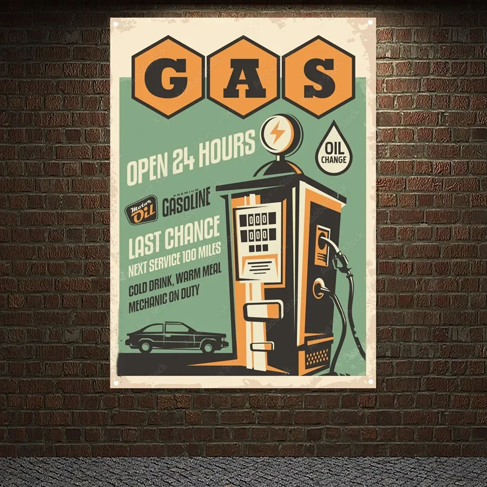 Gas Station OPEN 24 HOURS Vint - Auto Repair Shop Banners 리뷰 및 가격