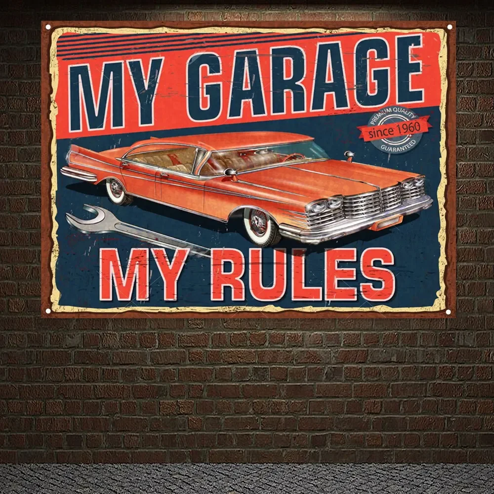 MY GARAGE MY RULES Vintage CAR - Auto Repair Shop Banners 리뷰 및 가격