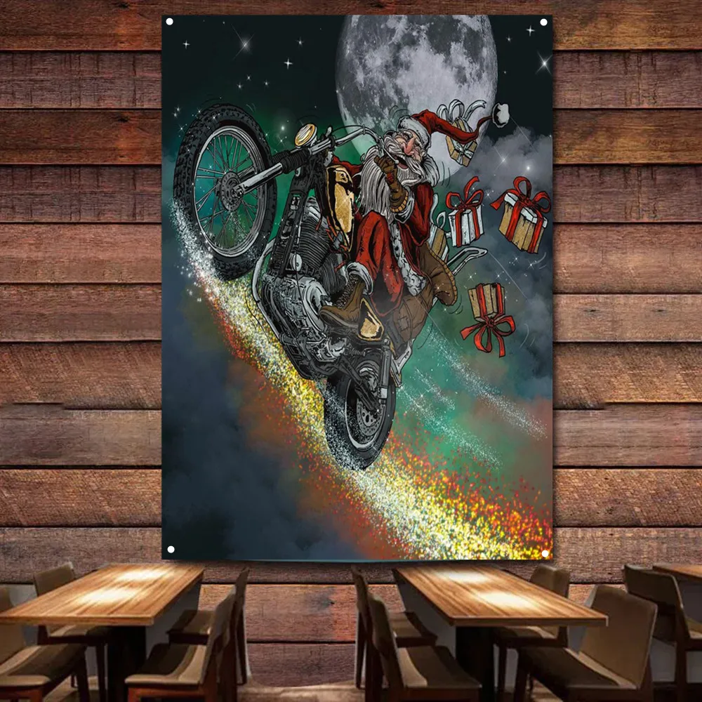 Santa Claus riding a motorcycl - Auto Repair Shop Banners 리뷰 및 가격