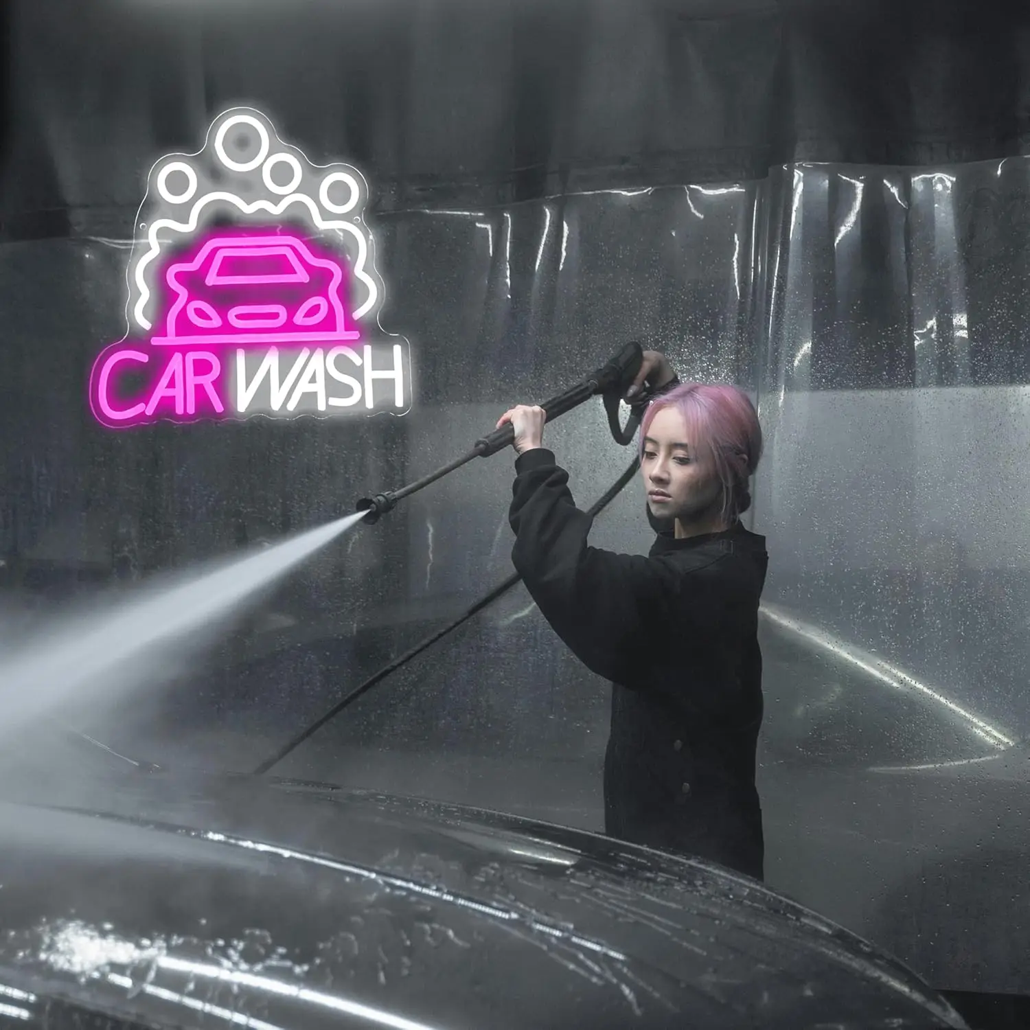 Sedan LED Neon Light Car Wash  - Auto Repair Shop Signs 리뷰 및 가격