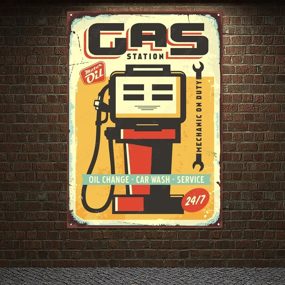 GAS STATION Vintage CAR WASH - - Auto Repair Shop Banners 리뷰 및 가격