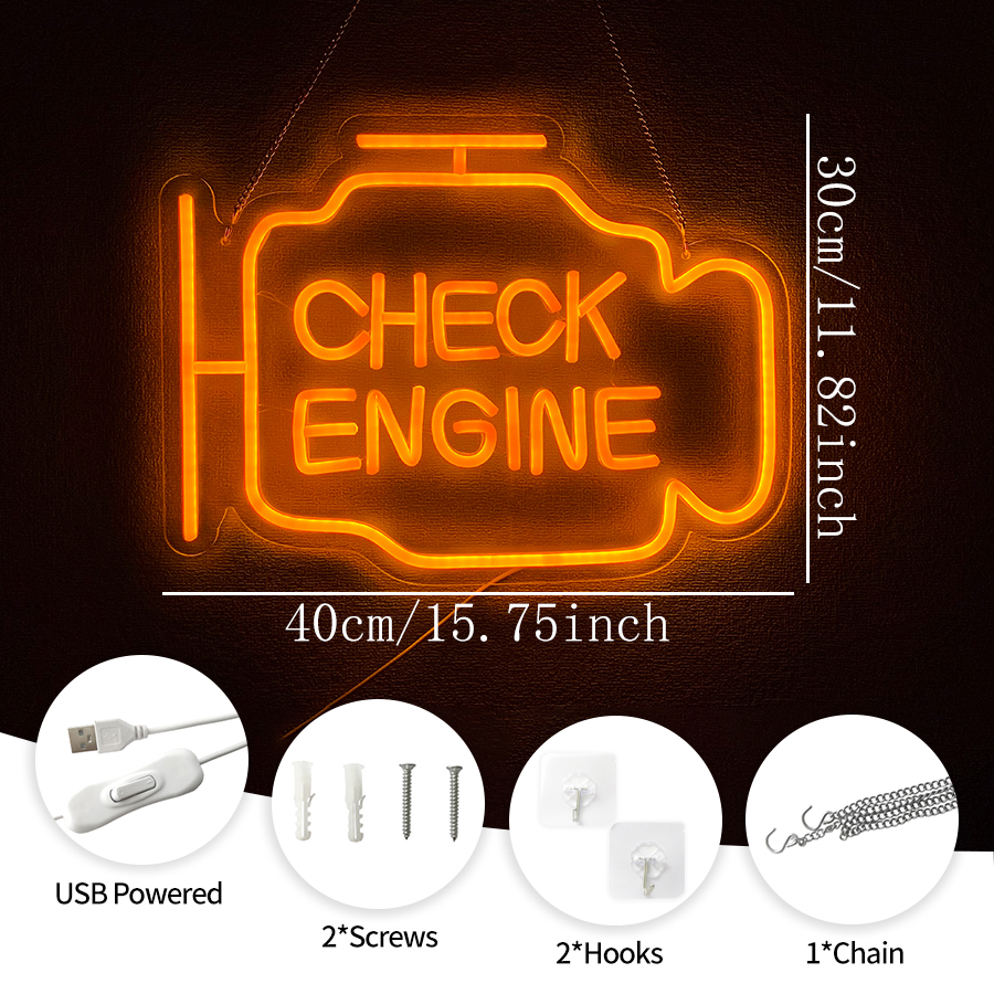 Check Engine Neon Sign for Man - Auto Repair Shop Signs 리뷰 및 가격