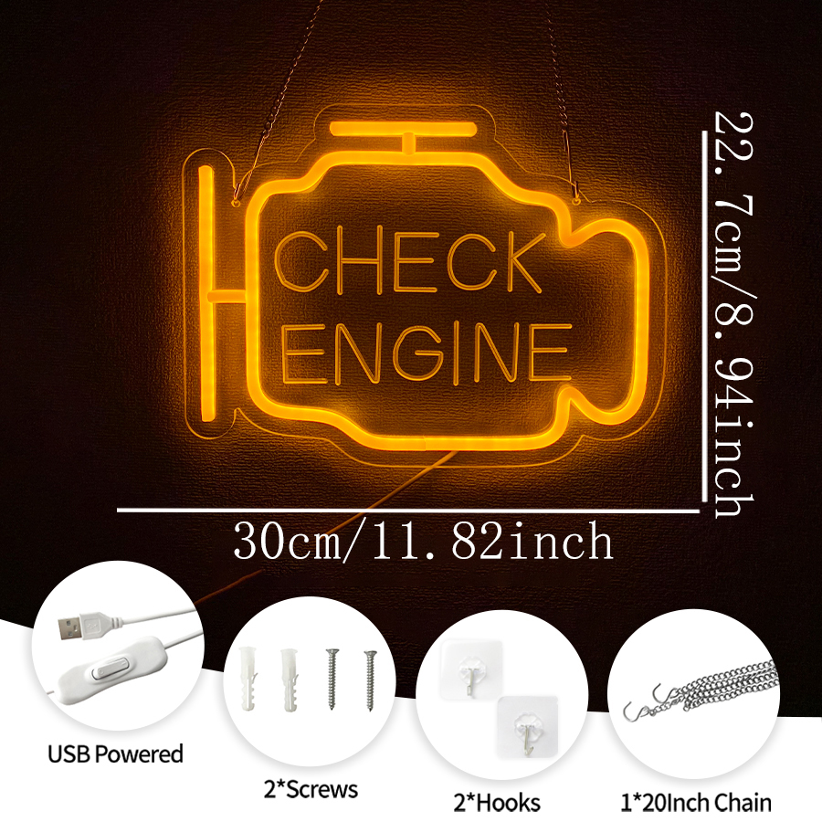 Check Engine Neon Sign for Man - Auto Repair Shop Signs 리뷰 및 가격