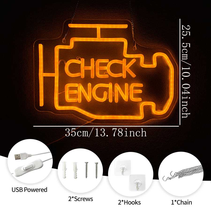 Check Engine Neon Sign for Man - Auto Repair Shop Signs 리뷰 및 가격