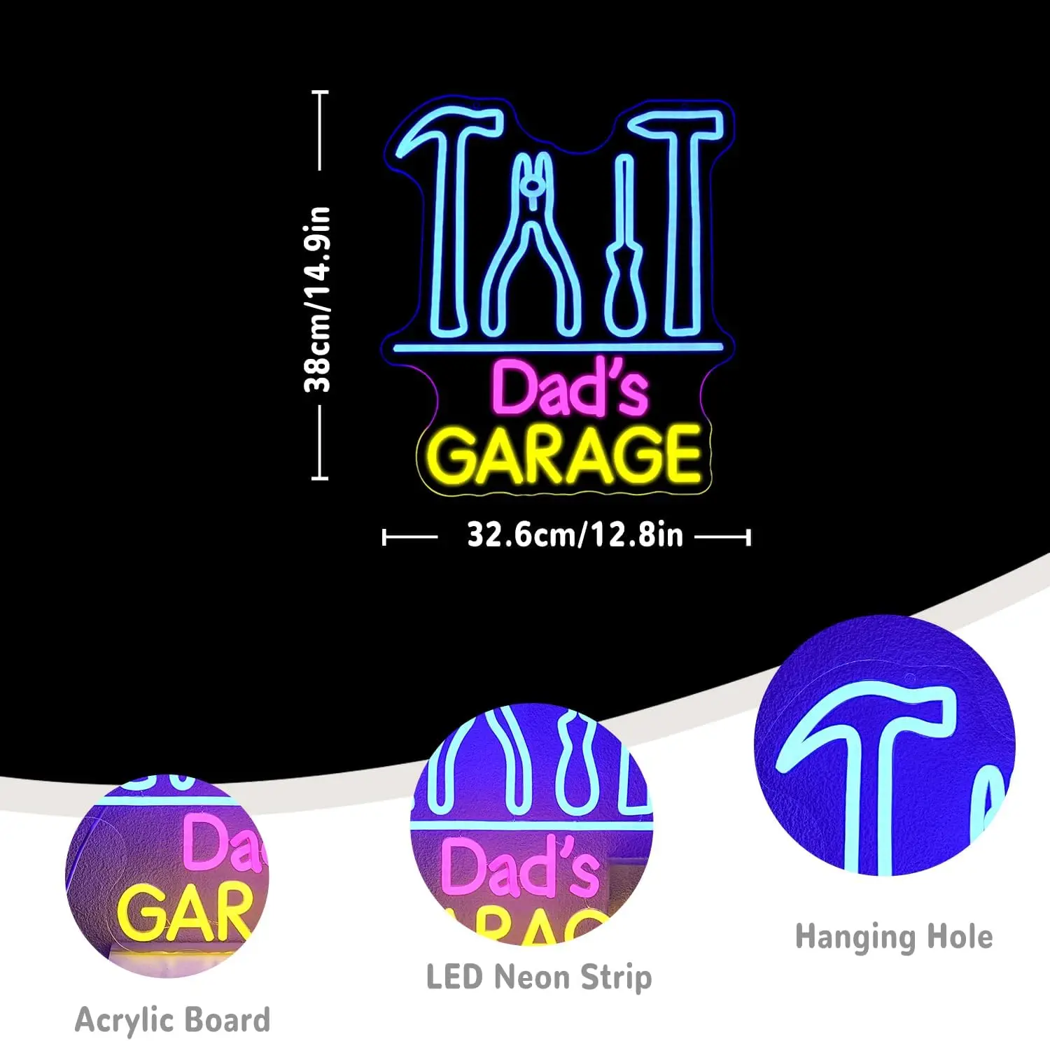 Dad's Garage Neon Sign USB Pow - Auto Repair Shop Signs 리뷰 및 가격