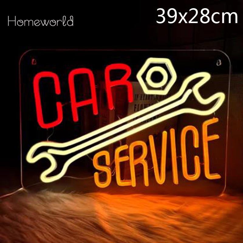 Car Service Neon Sign  Warm Wh - Auto Repair Shop Signs 리뷰 및 가격