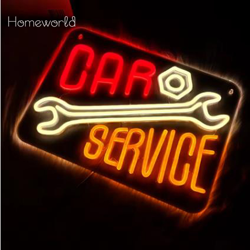 Car Service Neon Sign  Warm Wh - Auto Repair Shop Signs 리뷰 및 가격