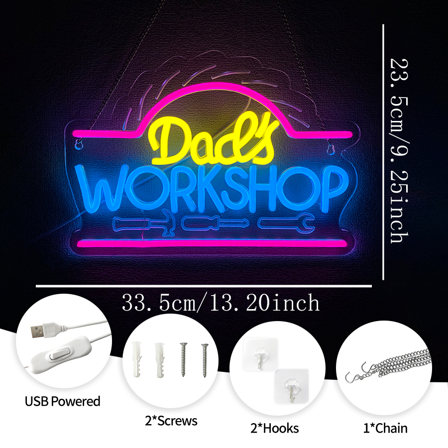 Dad'S Workshop Led Neon Sign,  - Auto Repair Shop Signs 리뷰 및 가격