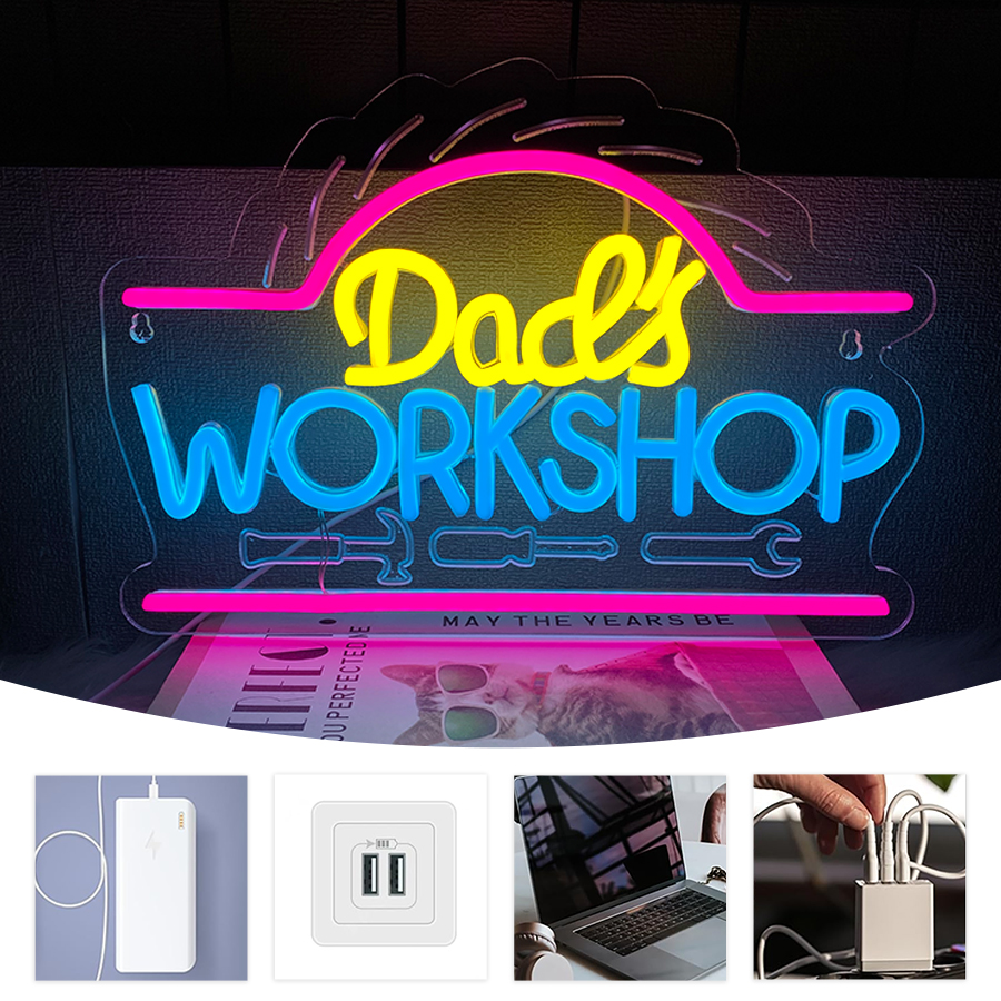 Dad'S Workshop Led Neon Sign,  - Auto Repair Shop Signs 리뷰 및 가격