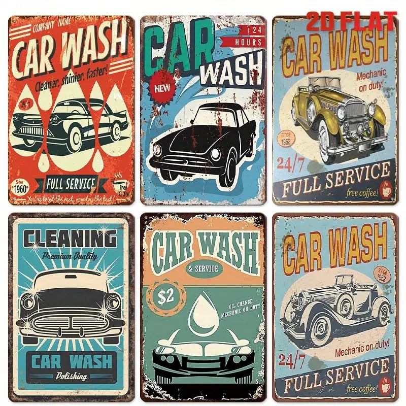 6pcs Vintage Garage & Auto Rep - Auto Repair Shop Signs 리뷰 및 가격