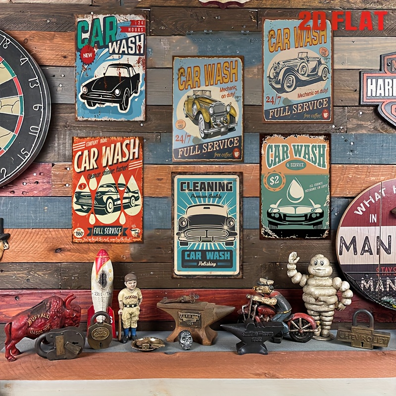 6pcs Vintage Garage & Auto Rep - Auto Repair Shop Signs 리뷰 및 가격