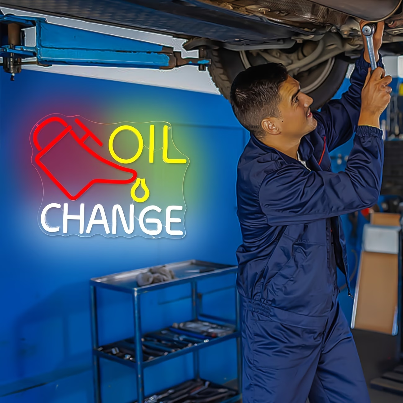 Oil Change Neon Sign Garage Ne - Auto Repair Shop Signs 리뷰 및 가격