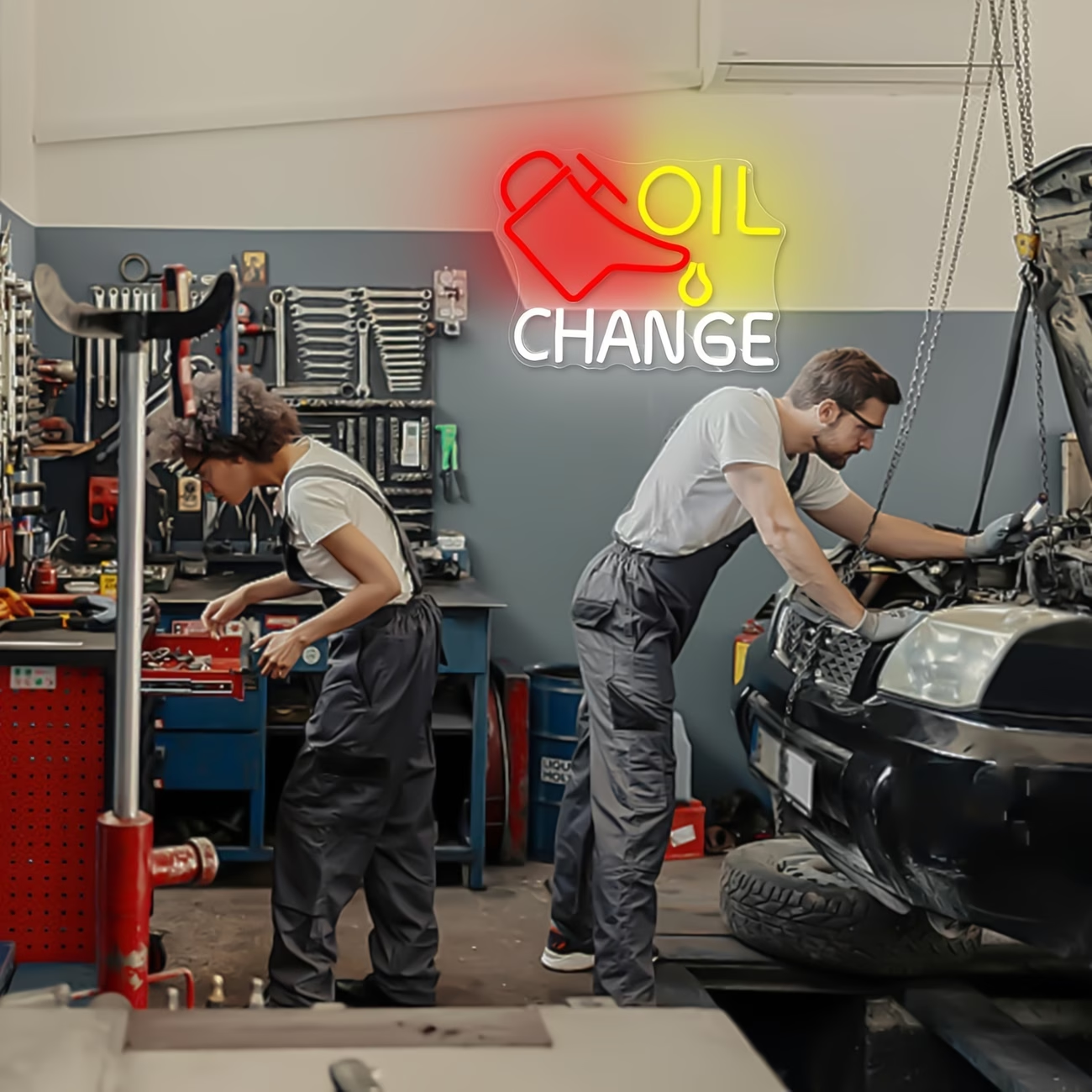 Oil Change Neon Sign Garage Ne - Auto Repair Shop Signs 리뷰 및 가격
